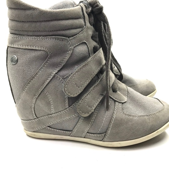 Bakers Shoes - Grey Hidden Wedge Hi Top Sneakers - 7